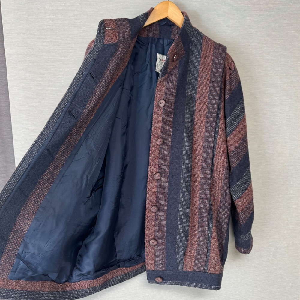 Vtg Avoca Collection Irish Tweed Wool Jacket Striped - Women's Medium - Purple - Picture 3 of 12